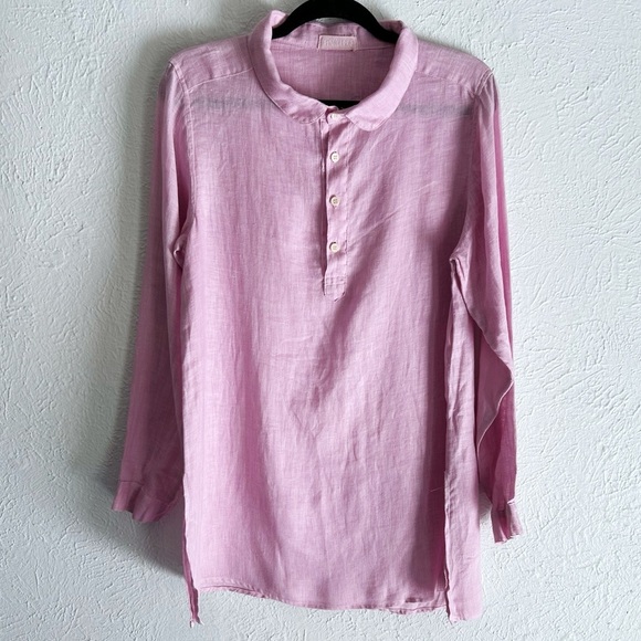 CP Shades Pink Linen Tunic Top Long Sleeve Boho Lagenlook Small - Picture 1 of 3
